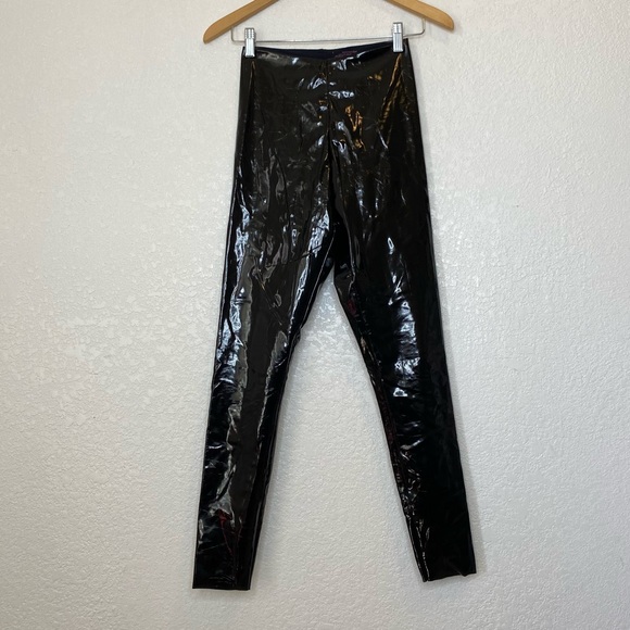 Commando Perfect Control Shine Patent Leather High Rise Leggings Size Small Blk - Picture 2 of 9